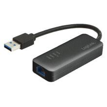 LogiLink UA0184 кабельный разъем/переходник USB 3.0 A RJ-45 Черный