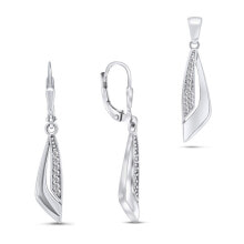 Ювелирные серьги shiny silver jewelry set SET204W (pendant, earrings)