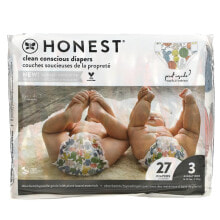 Детские подгузники the Honest Company, Подгузники Honest, размер 3, 16-28 фунтов, Pandas, 27 подгузников