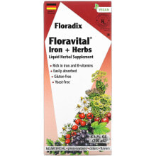 Железо гайа Хербс, Floradix, Floravital Iron + Herbs, 8,5 жидких унций (250 мл)