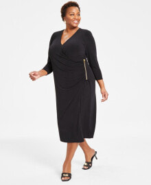 I.N.C. International Concepts plus Size Draped Surplice Faux-Wrap Dress, Created for Macy's