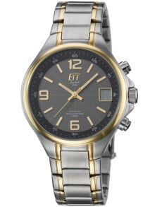 Мужские наручные часы с браслетом Мужские наручные часы с серебряным браслетом ETT EGS-11036-51M Solar Drive Radio Controlled Basic Mens 40mm 5ATM