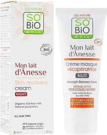 Regenerierende Nachtcreme-Macke mit Eselsmilch - So'Bio Etic Overnight Recovery Cream