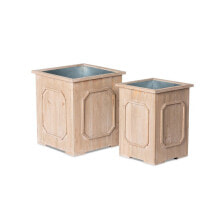 Park Hill Collection reclaimed Wood Medallion Planters Set of 2/tin liners