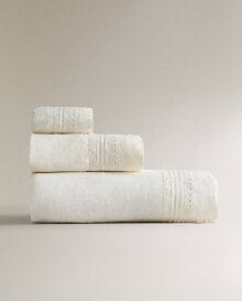 Linen bath towel with hemstitching