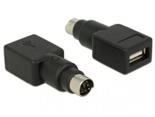 Компьютерные разъемы и переходники deLOCK 65898 кабельный разъем/переходник PS/2 USB тип-A Черный, Нержавеющая сталь