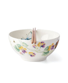 Lenox butterfly Meadow 3 Piece Bowl Chopsticks