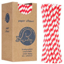 Одноразовая посуда paper straws BIO ecological PAPER STRAWS 6 / 205mm - white-red 250 pcs.