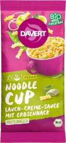 Fertiggericht, Noodle Cup Lauch-Creme-Sauce mit Erbsenhack, 58 g