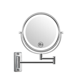 Simplie Fun 8-inch Wall Mounted Makeup Vanity Mirror, 3 colors Led lights, 1X/10X Magnification Mirror, 360° Swivel with Extension Arm (Chrome Finish)