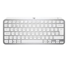 Клавиатуры logitech MX Keys Mini клавиатура РЧ беспроводной + Bluetooth QWERTY Международный американский стандарт Серебристый, Белый 920-010499