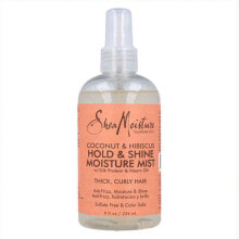 Несмываемые средства и масла для волос shea Moisture Coconut & Hibiscus Hold & Shine Разглаживающий, придающий блеск и увлажняющий спрей для кудрявых волос 236 мл