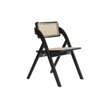 Folding Chair DKD Home Decor Black Natural Rattan Elm wood 53 x 60 x 79 cm