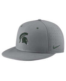 Nike men's Gray Michigan State Spartans USA Side Patch True AeroBill Performance Fitted Hat