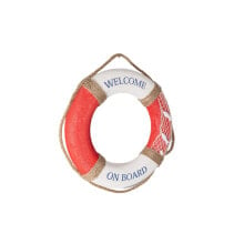 Wall Decoration Romimex White Red Lifebuoy 50 x 50 x 3 cm