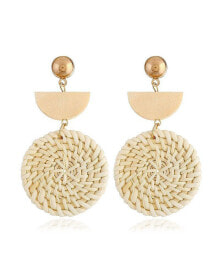 Купить серьги Hollywood Sensation: Rattan Earrings Organic Wooden Straw Weave