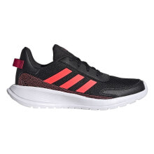 Детские демисезонные кроссовки и кеды для мальчиков Мужские кроссовки спортивные для бега черные текстильные низкие  с белой подошвой Adidas Tensaur Run K