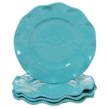 Perlette Teal Melamine 4-Pc. Dinner Plate Set
