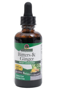 Имбирь и куркума Nature's Answer Bitters & Ginger -- Травяная комбинация горечи и имбиря--1000 мг---59 мл