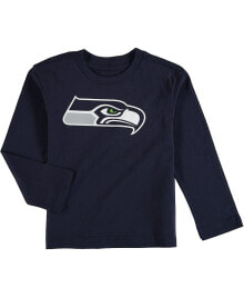 Outerstuff preschool Boys and Girls Seattle Seahawks Team Logo College Navy Long Sleeve T-shirt