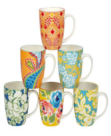 Certified International damask Floral Set of 6 Mugs