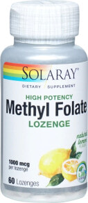 Витамины группы В Solaray High Potency Methyl Folate  Высокоэффективный лимонный метилфолат 1000 мкг 60 леденцов