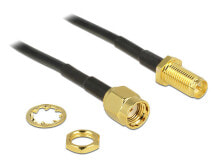 Комплектующие для телекоммуникационных шкафов и стоек DeLOCK 88876 коаксиальный кабель 0,2 m RP-SMA Черный