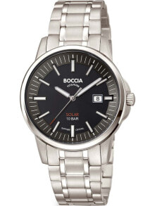 Мужские наручные часы с серебряным браслетом Boccia 3643-04 mens watch solar titanium 39mm 10ATM