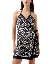 French Connection women's Printed Halter Sleeveless Wrap Dress