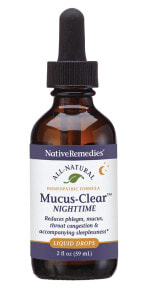 Витамины и БАДы для дыхательной системы native Remedies Mucus-Clear Nighttime Liquid Drops Гомеопатические капли от слизи и мокроты 59 мл