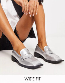 Купить женская обувь RAID Wide Fit: RAID Wide Fit Samantha loafers in silver metallic