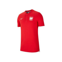 Мужские спортивные футболки Мужская футболка спортивная  красная однотонная с пуговицами Nike Polska Modern Polo