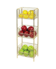 mDesign vertical Standing Kitchen Pantry Food Shelving with 3 Baskets