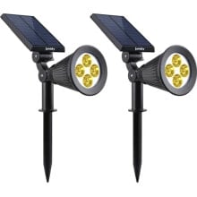LUMI GARDEN 2er Set Strahler Spot Solar LED Spiky - Warmweies Licht - 34 cm