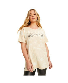 Купить женские блузки и кофточки June + Vie: Plus Size June + Vie Scoop-Neck Graphic Tee