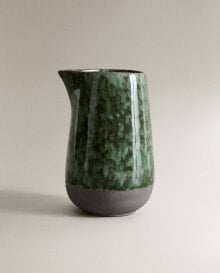 Green stoneware milk jug