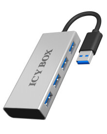 Купить uSB-концентраторы ICY BOX: USB-концентратор ICY BOX IB-AC6104, USB 3.2 Gen 1 (3.1 Gen 1) Type-A, 5000 Mbit/s, Aluminium, Silver, Power, 90 мм