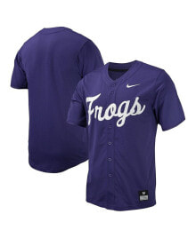 Nike men's Purple TCU Horned Frogs Replica Full-Button Baseball Jersey