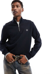 Купить мужские толстовки Fred Perry: Fred Perry half zip sweatshirt in navy