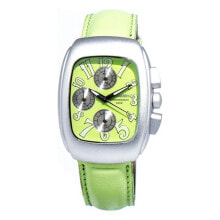 Мужские наручные часы с ремешком Мужские часы с салатовым кожаным ремешком Chronotech CT7359-07