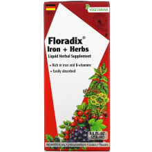 Железо gaia Herbs, Floradix, железо и травы, жидкая растительная добавка, 250 мл (8,5 жидк. Унции)
