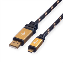ROLINE 11.88.8825 USB кабель 0,8 m 2.0 USB A Micro-USB B Черный, Золото