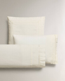 Embroidered linen pillowcase