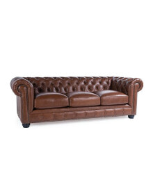 Nice Link alexandon Leather Chesterfield Tufted Sofa with Roll Arm