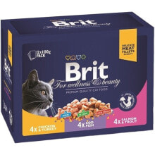 Влажные корма для кошек Влажный корм Brit Premium Family Plate Poultry & Fish 12x100 гр