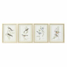 Painting DKD Home Decor 35 x 2,5 x 45 cm Traditional Birds (4 Pieces)