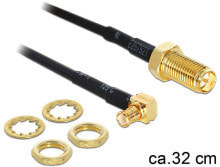 Комплектующие для телекоммуникационных шкафов и стоек deLOCK 88472 коаксиальный кабель 0,32 m MMCX RP-SMA Золото, Черный