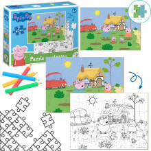 Купить пазлы для детей Dodo: Dodo PUZZLE 2w1 ŚWINKA PEPPA 60 ELEMENTÓW DO UŁOŻENIA + KOLOROWANKA W JEDNYM