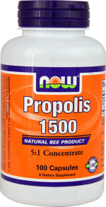 Прополис и пчелиное маточное молочко NOW Foods Propolis 1500 Натуральный прополис концентрированный 5:1 100 капсул
