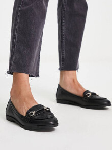 Женские лоферы new Look quilted flat loafer in black